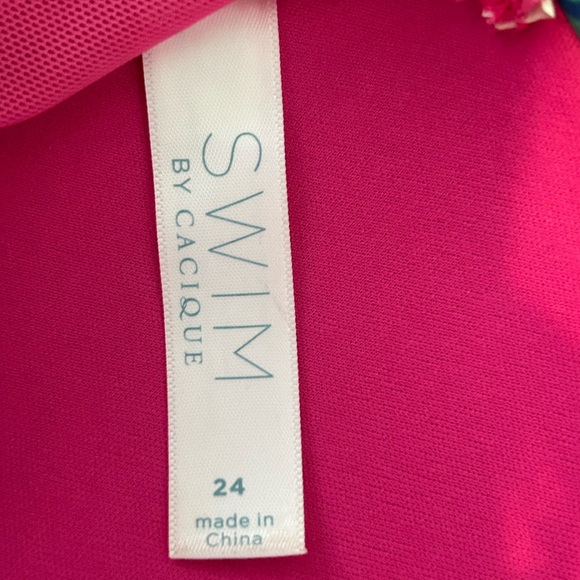 Swim by Cacique 2 Piece Bathing Suit Sz 24 TOP Sz 26 SKIRT Hot Pink Summer Flor… - Picture 14 of 15